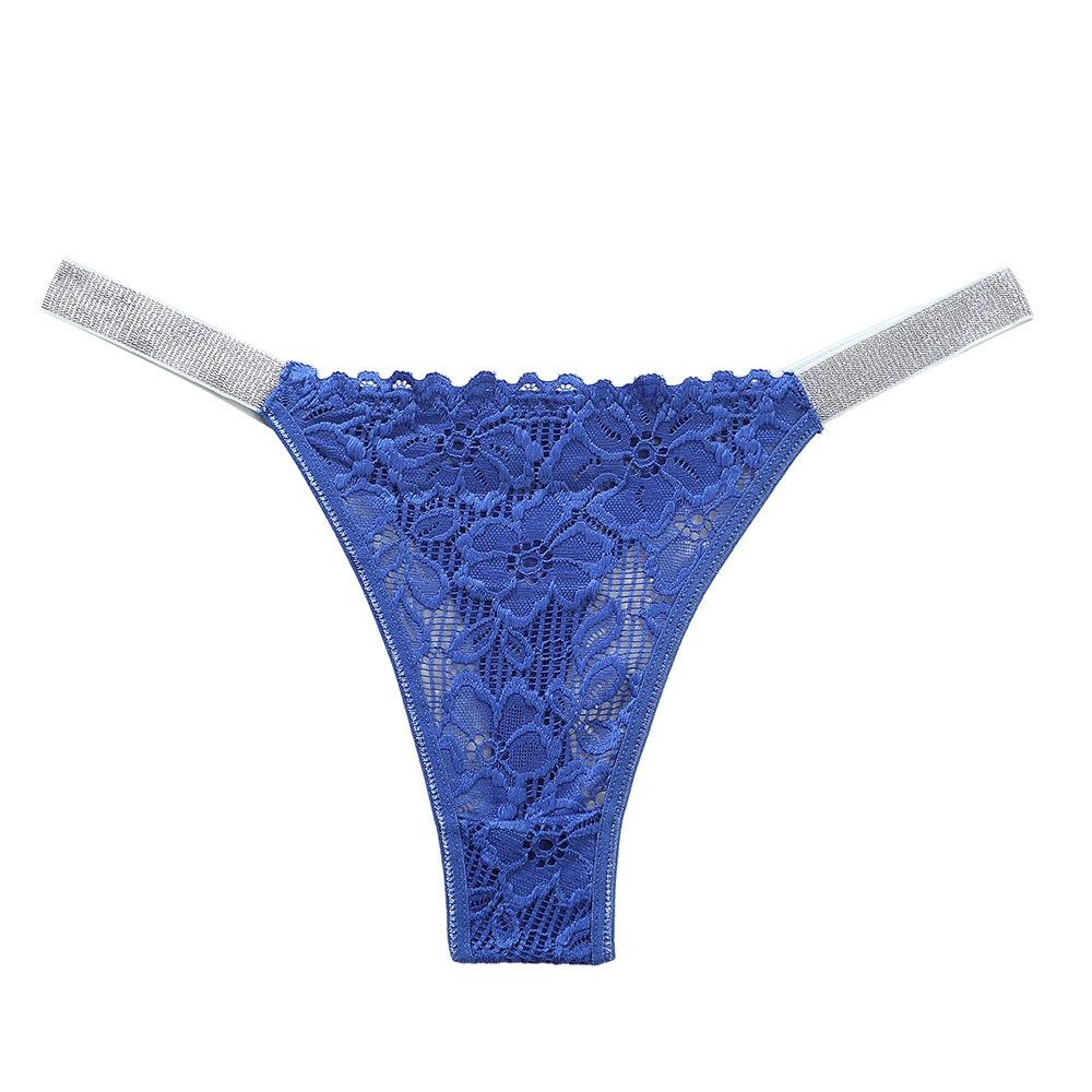 Crystal Rhinestone Thong Mid Waist Mesh Briefs Breathable Lace Flower Panties  Girl