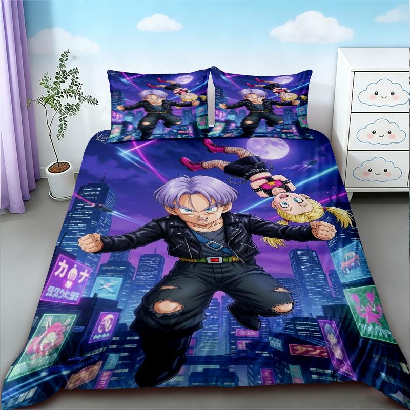 Пододеяльник Аниме Dragon Ball Комплект постельного белья Goku Чехол на одеяло Наволочка Двуспальный Queen King Размер Детская спальня Домашний текстиль