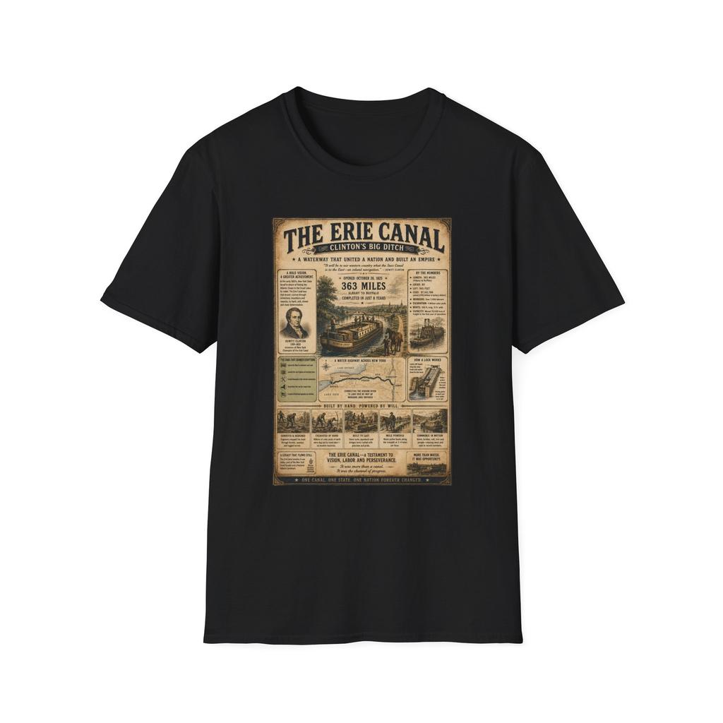 Erie Canal Vintage Poster T-Shirt | Historic Canal Map Print