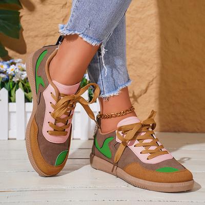 Винтажные кроссовки смешанного цвета в немецком стиле, женские удобные кроссовки на мягкой подошве со шнуровкой, женские нескользящие повседневные кроссовки для скейтбординга