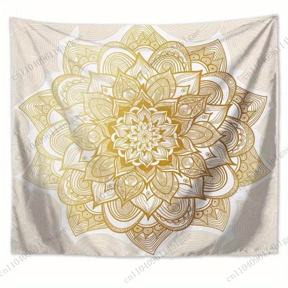 Golden Mandala Tapestry Excellent Home Decoration Bedroom Dorm Wall Hanging Background Cloth Festival Gift