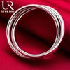 925 Sterling Silver Smooth Double Ring Bracelet Fashionable Wedding Jewelry