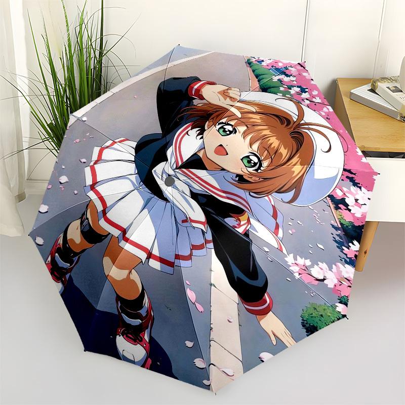 1pc Anime Character with Cherry Blossoms Umbrella with Plastic Handle,Suitable for All Seasons Home Travel Outdoor UmbrellaM938