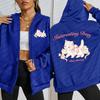 Elegant Little Cat Interesting Day Print Zipper Hoodies Woman Fashion Comfortable Hoodie Fleece Clothes Street Top
