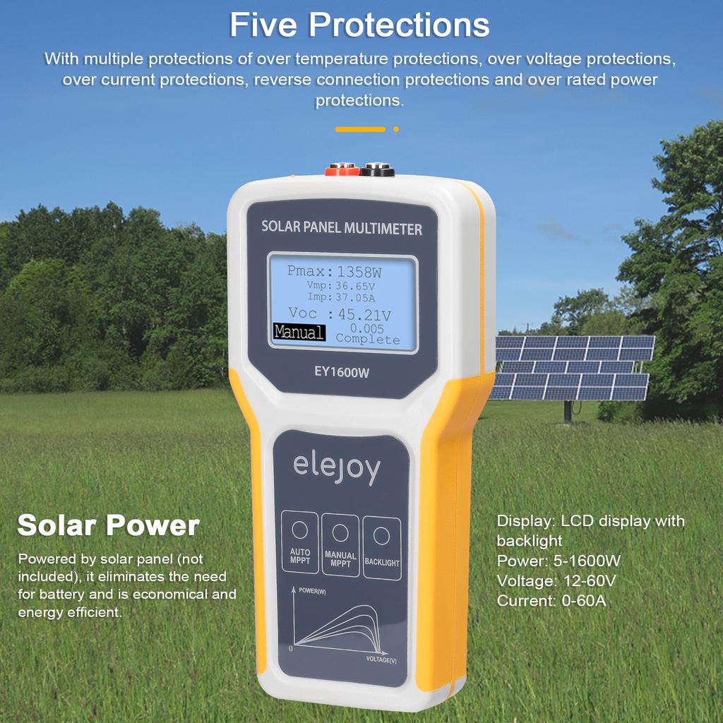 EY1800/EY1600W/EY800W/EL400B Solar Photovoltaic Panel Tester Multimeter Auto/Manual MPPT Detection Voltage Test Tool Voltmeter