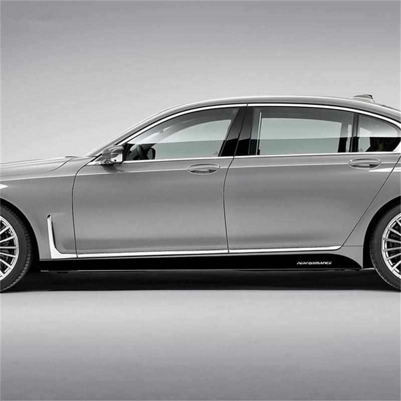 2 шт. 2,05 м Черные наклейки с полосами на боковые юбки для BMW E90 E91 E92 E93