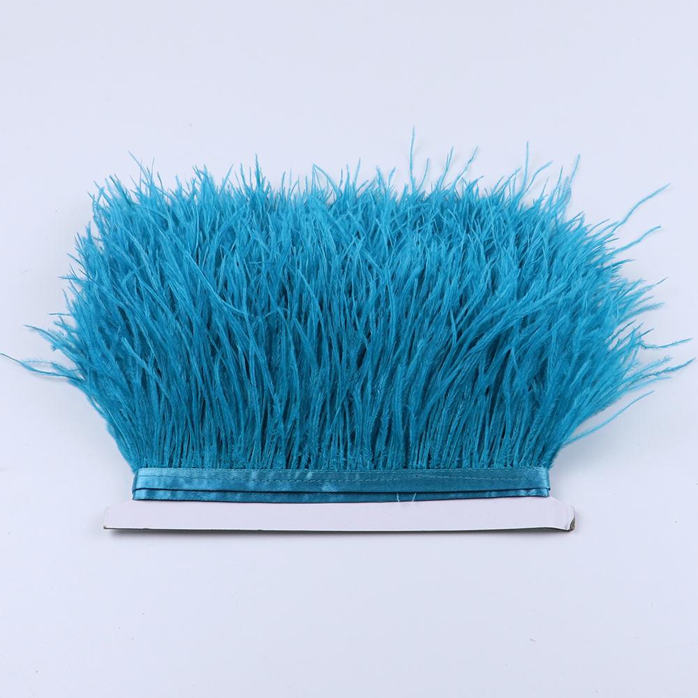 Перо 1 метр Пушистое Синее Страусиные Перья Отделка Бахрома 8-10 см Свадебное Украшение Лента из Перьев для Вечеринки Одежды Шитье Перья Поделки