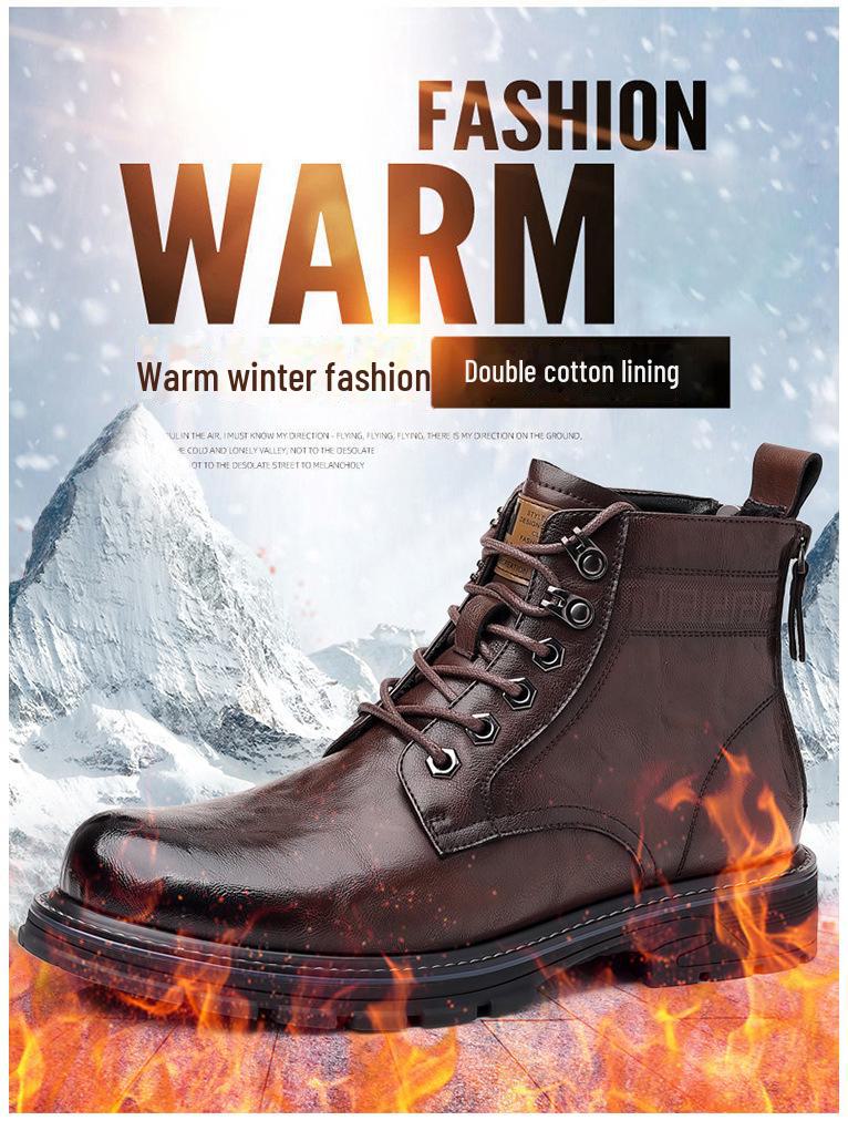 Men's Retro High-Top Martin Winter Boots - Thick Sole, Plus Velvet, Leather, Trendy & Warm for Outdoors