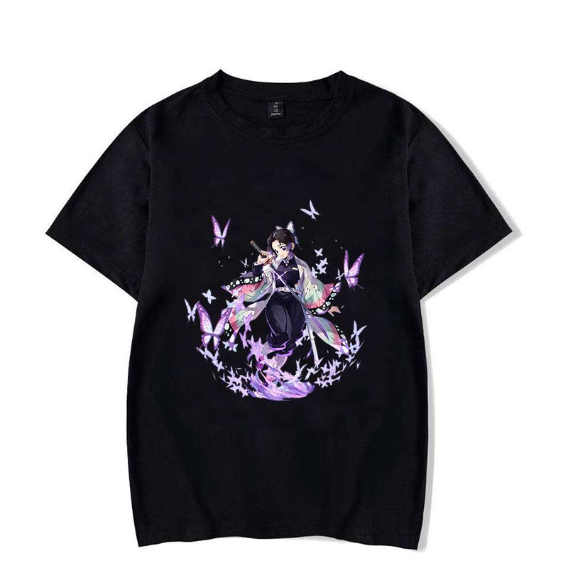 New Kochou Shinobu Print T-shirts for Women Men Summer Tee Shirt Harajuku Anime Casual Round Neck Short Sleeve Tops