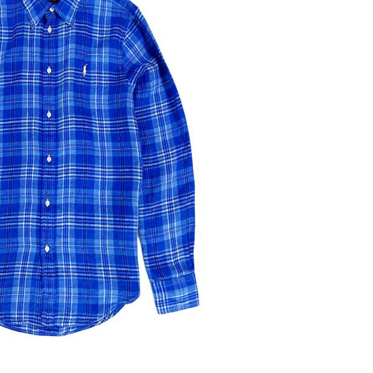 Женская рубашка с длинным рукавом на пуговицах Polo Ralph Lauren в клетку, синяя 211794821002