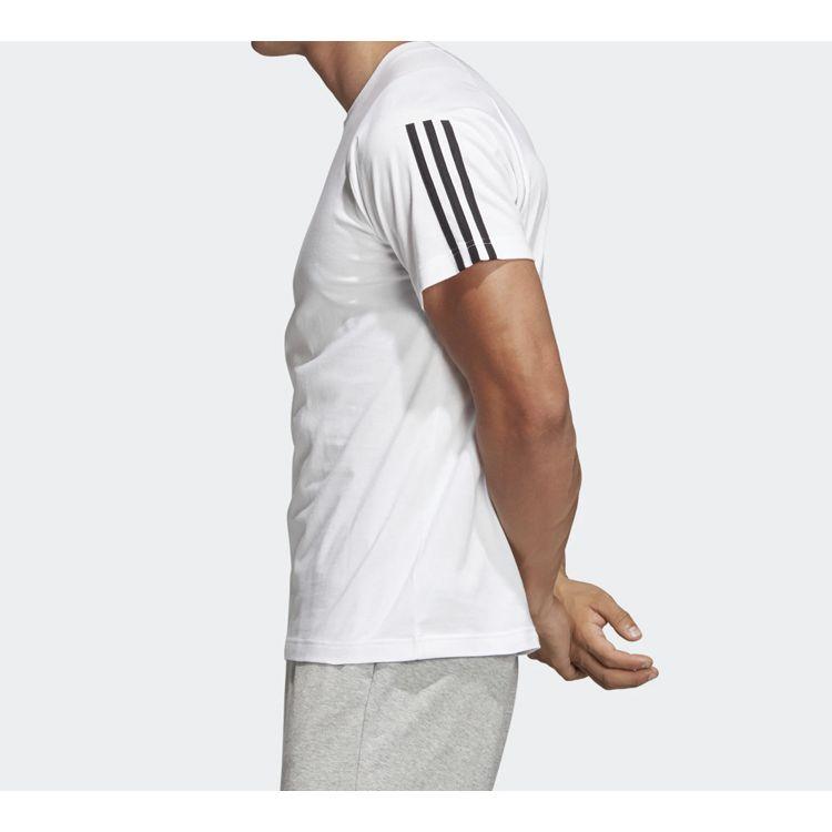 Adidas Three-Stripe Print Training Sports Short Sleeve T-Shirt Men Tops White DQ1453