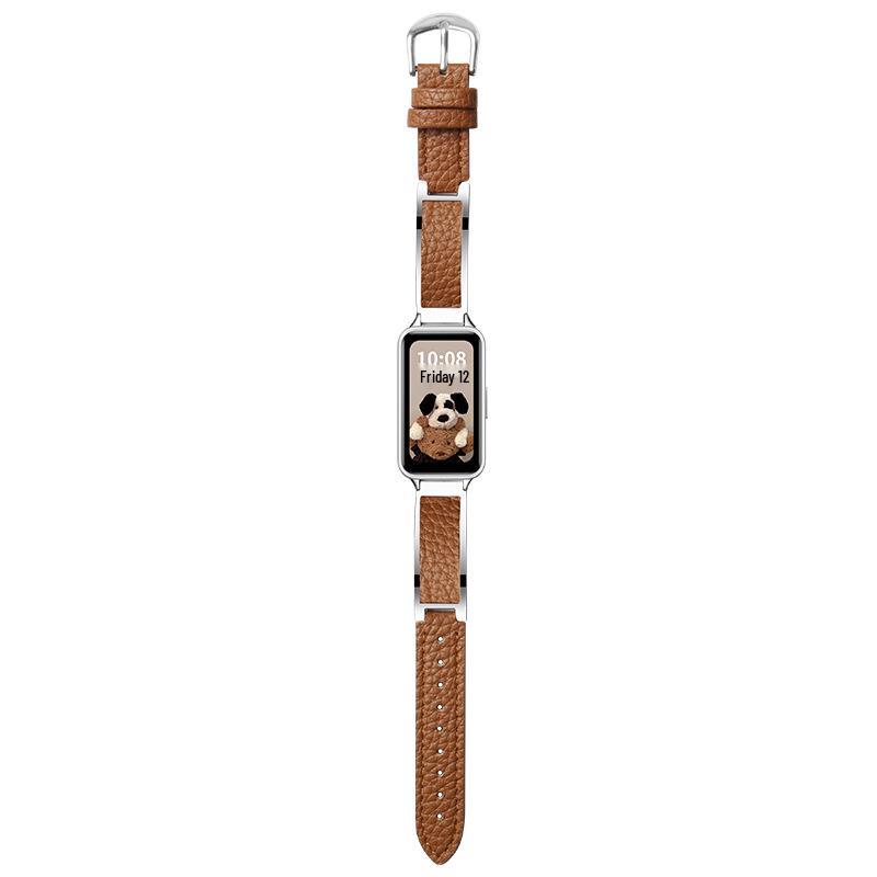 Элегантный металлический и кожаный ремешок для Huawei Band 11 Pro - Подходит для 9/8 NFC, 10-го поколения, Женский высококлассный стиль