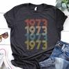 Women's Casual Birthday Gift T Shirt Vintage 1973 Parts Tee Cute Tee
