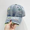 Retro Ripped Denim Hat Personalized Creative Baseball Cap Washed Distressed Trendy Peaked Hats for Women & Men