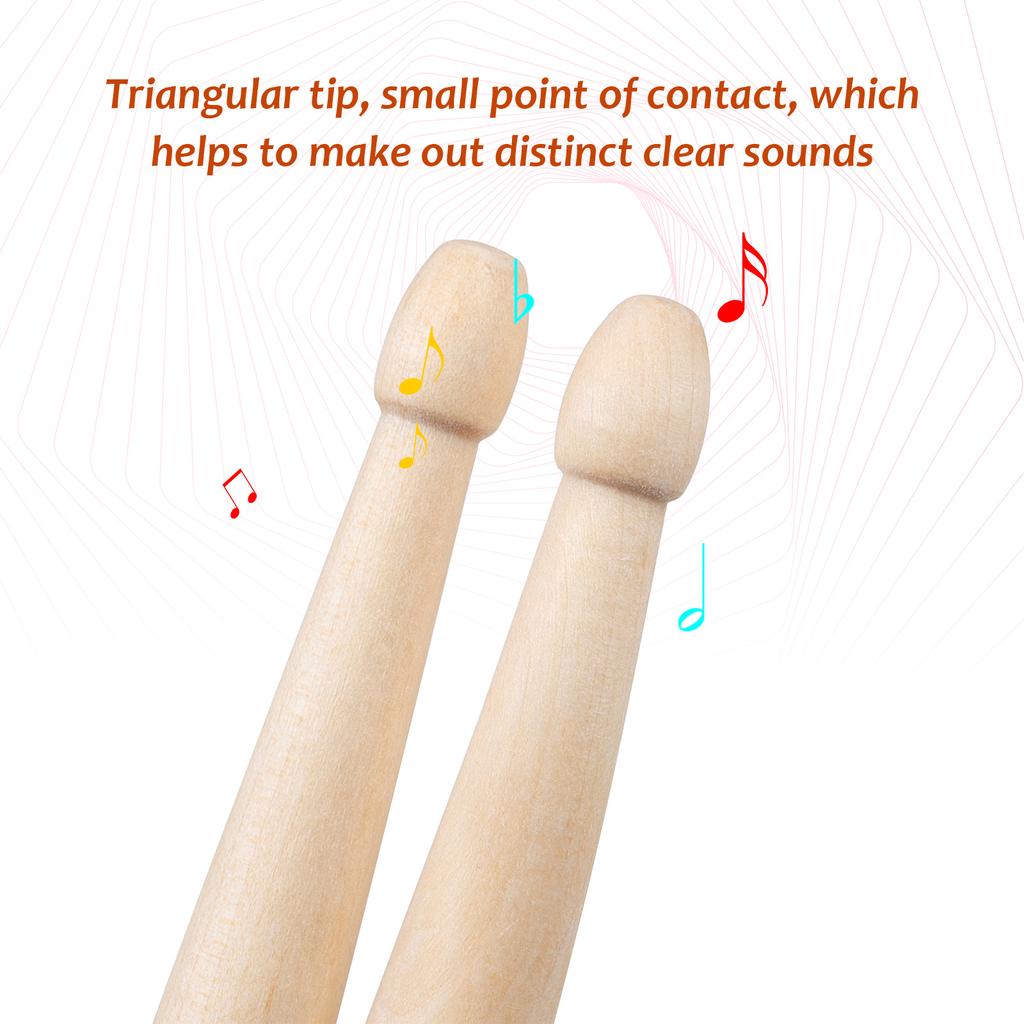 SLADE 3 Pairs 5A Drum Sticks Maple Wood Drumsticks Triangular Tip Non-Slip Rubber Handle Musical