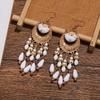 Bohemian Rice Bead Fringed Earrings Exaggerated Long Ear Hooks Fashion Ethnic Crescent Earrings