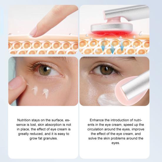 Массажер для глаз, массажер для лица, перезаряжаемый инструмент для красоты глаз, вибрационный массажный инструмент для борьбы со старением, темными кругами, уход за кожей, впитывание продукта