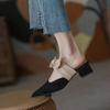 Fashion New Pointed Female Butterfly-Knot Women 2024 Slippers Casual Square Heel Loafers