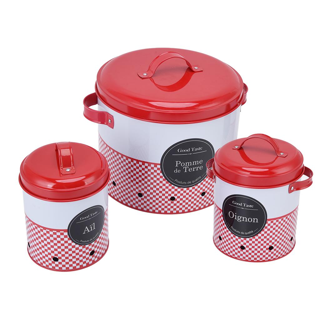 Набор из 3 канистр большой емкости, красно-белые, круглые ведра для хранения, фермерские кухни, конфеты, закуски