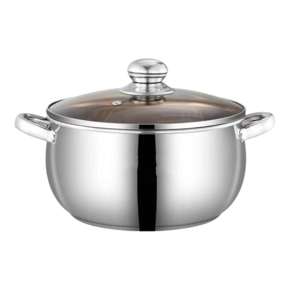 With Glass Lid Saucepan 24cm Outdoor Cooking Pot Thickened Soup Pot Induction Cooker Gas