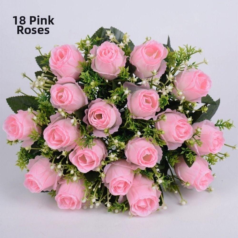 Mini Valentine's Day Flowers 18 Head Crystal Grass Bouquet Rose Flowers Decorative  Home Decorative