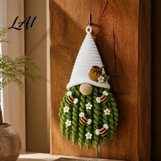 Holiday Theme Crochet Project DIY Gnome Door Hanger Kit 3D Faceless Wall Handmade Dwarf Hanging Decor Craft Set Complete Yarn Starter Kit