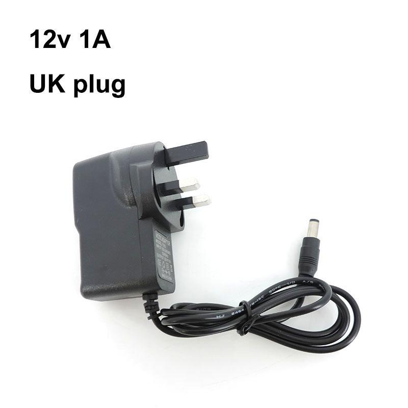 3-контактная вилка UK от 220 В до 12 В постоянного тока 1A 2A 3A 1000ma 2000ma 3000ma Блок питания Трансформатор Зарядное устройство Адаптер 5,5x2,5 мм для светодиодной ленты