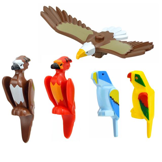 MOC Город Животные Строительные Блоки Фигурки Коза Овца Орел Сова Панда Попугай Чайка Пингвин Зоопарк Рам Аксессуары Кирпичики Игрушка Подарок