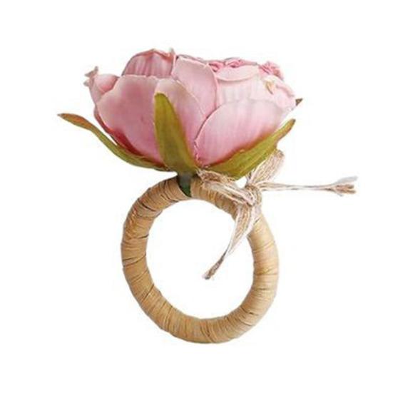 Кольцо для салфеток в виде цветка, кольцо для салфеток в виде розы ручной работы с галстуком-бабочкой, держатель для салфеток в деревенском стиле для свадебных вечеринок в День святого Валентина