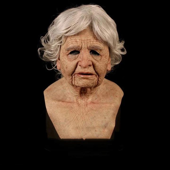 Old Man William Headgear, Old Lady Headgear, Wig, Elderly Mask, Halloween Imitation Human Latex Mask