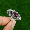 Natural Ruby Zoisite Stackable Flower Adjustable Ring 925 Silver For Women