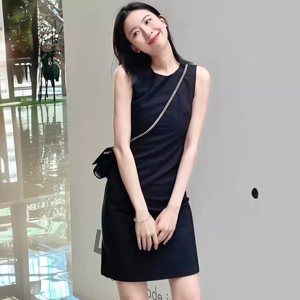 Платье без рукавов, летняя узкая черная юбка, OL, профессиональное платье, женская базовая юбка средней длины, жилет, юбка для перерыва на чай