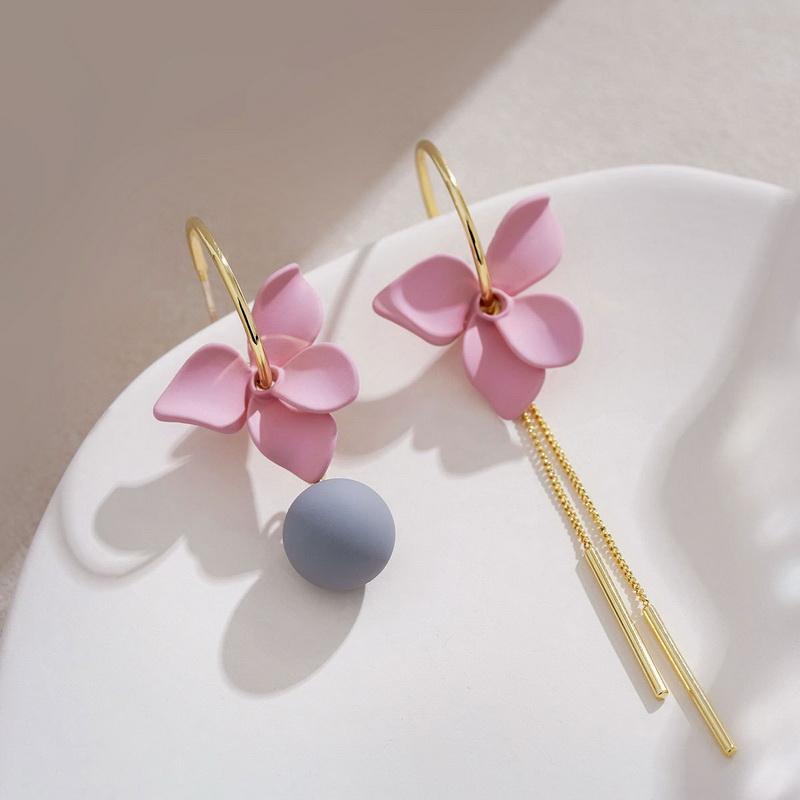 New Long Tassel Flower Stud Earrings For Women Girl