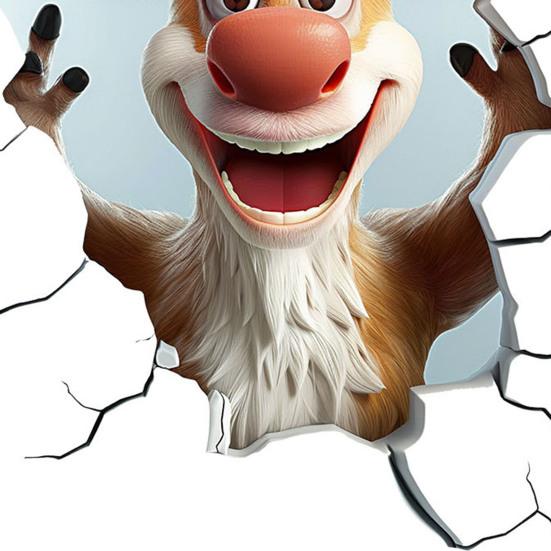 Рождественские наклейки на стену Легко наносятся Мультяшный олень Праздничные наклейки ПВХ Съемные 2D Искусство сломанной стены для детской спальни игровой комнаты