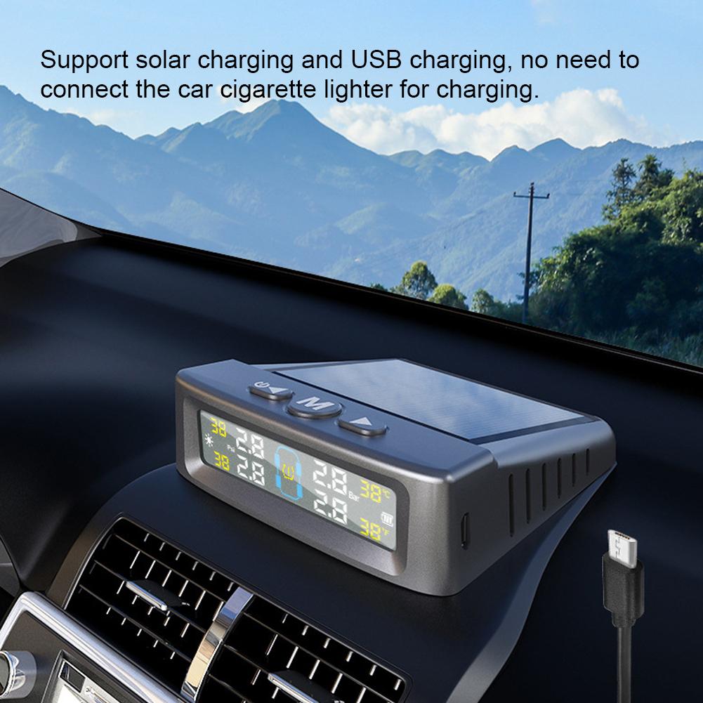 Система контроля давления в шинах с 4 датчиками USB/Солнечная TPMS Система контроля давления в шинах для автомобиля внедорожника седана
