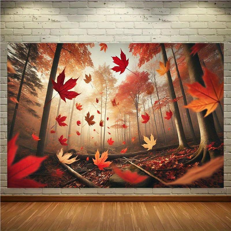 2D plane 1 piece of background cloth depicting a maple leaf fluttering in the autumn wind suitable for home use and parties