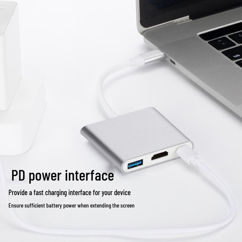 3-в-1 Док-станция Type-C на HDMI: Конвертер 4K-дисплея и быстрая зарядка PD
