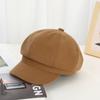 New Autumn Winter British Style Octagonal Hat Solid Color Woolen Stylish Women's Hats Casual Fashion Beret Newsboy Hat