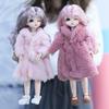 Разноцветный 1 комплект, мягкое меховое пальто с длинными рукавами, топы, платье, зимняя теплая повседневная одежда, аксессуары, одежда для куклы Барби, детские игрушки