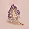 Amethyst Leaf Brooch Women'S Exquisite Luxury Suit Brooch Niche Premium Design Pin Clothes Accessories
