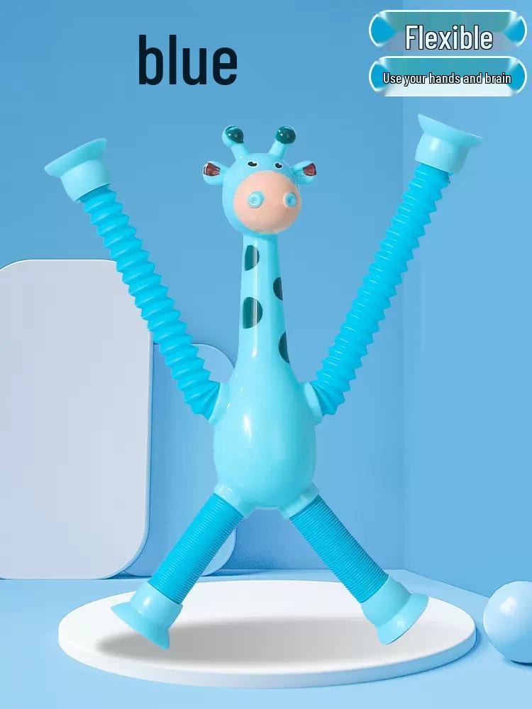 Светящаяся телескопическая труба-жираф, развивающая игрушка на присосках для взаимодействия родителя и ребенка