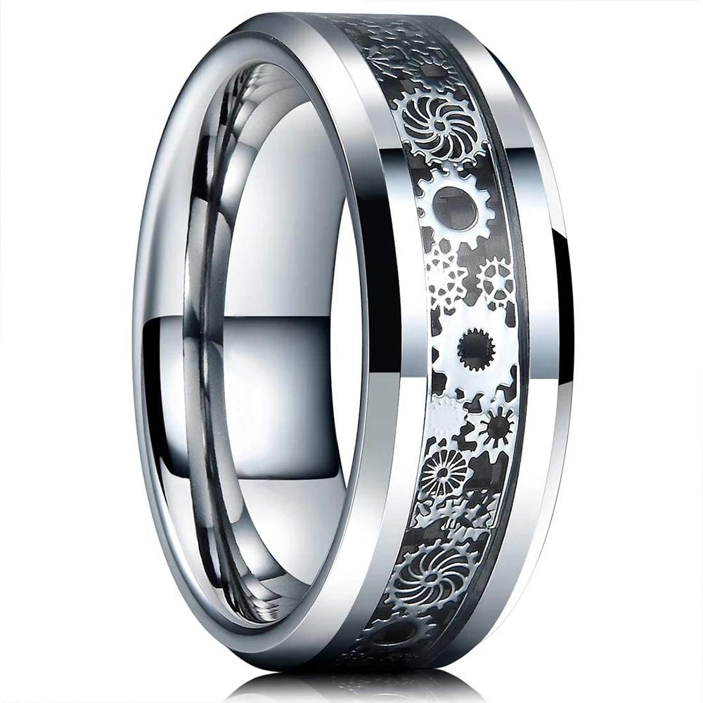 Vintage CopperColor Titanium Stainless Steel Rings for Men Black Carbon Fiber Ring Wedding Jewelry Christmas Gift Accessories