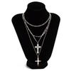 3Pcs/Set Colorful Crystal Cross Pendant Necklace for Men Hip Hop Adjustable Choker Collar Chain Christian Jewelry Accessories