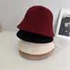 Lamb Wool Basin Hat Women's Autumn and Winter Solid Color Versatile Bucket Hat Simple Face Bucket Hat Travel