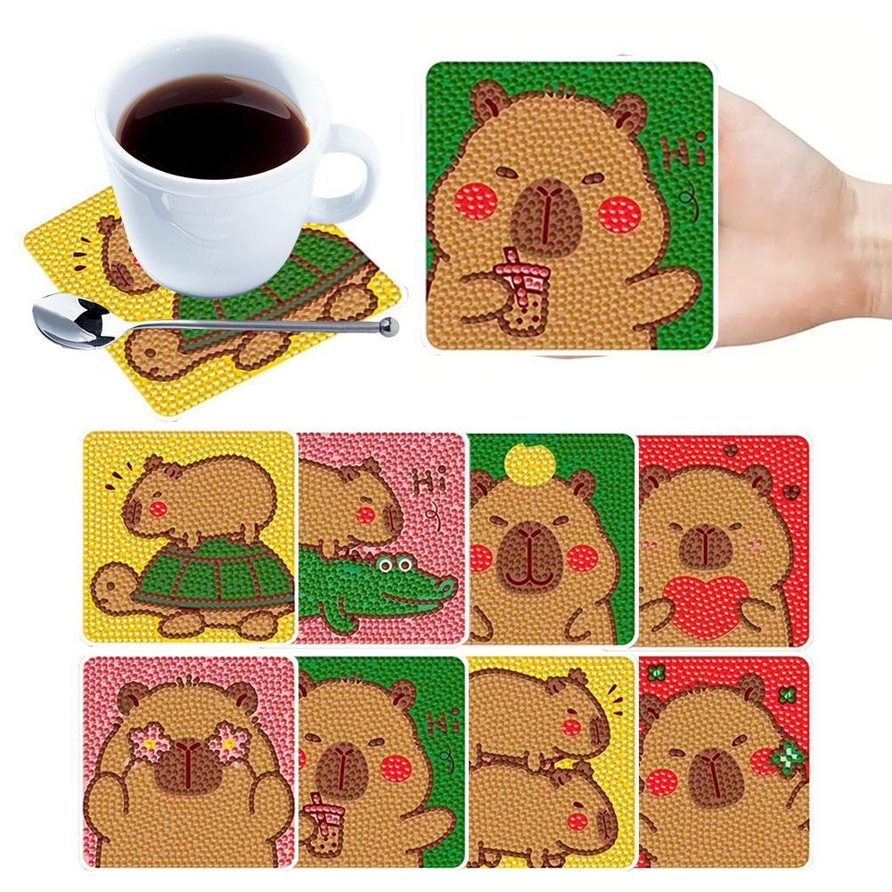8 Pcs DIY Diamond Painting Coasters Kits DIY Coaster Diamond Art Kits for Beginners Adults Art Craft Supplies