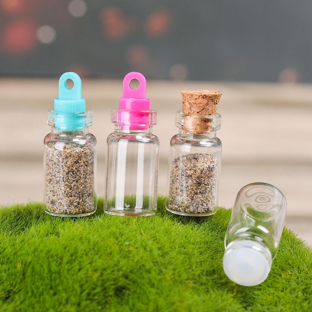 5/10pcs Small Drift Bottle Glass Jars Decoration DIY Containers Mini Message Vials Ornament Cork Stopper Rainbow Wishing Bottle