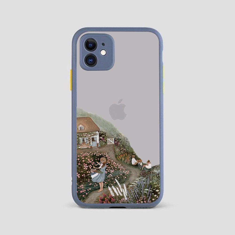Мультяшный Пейзаж Девушка Чехол для Телефона для iPhone 14 11 12 13 Mini Pro Max 8 7 Plus X XR XS MAX Полупрозрачная Матовая Крышка