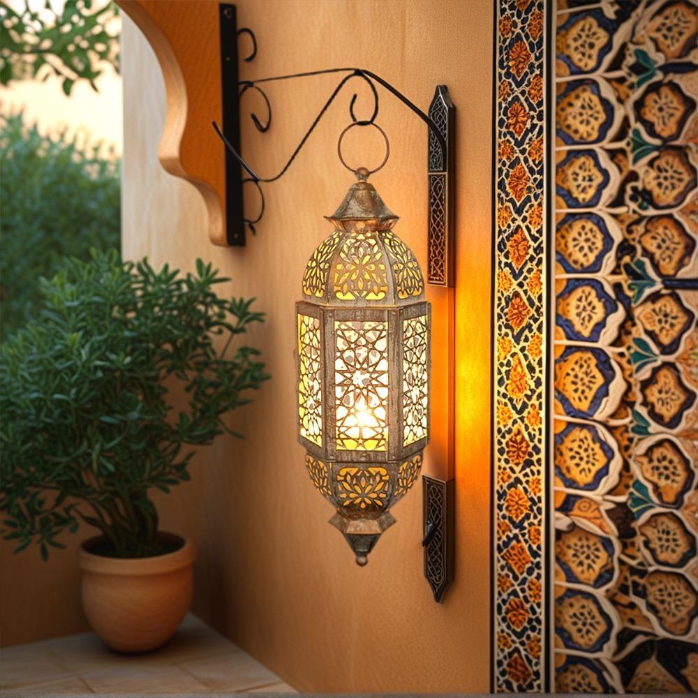 Metal Frame Metal Hollow Lantern Luxury Candle Lantern Wind Lamp Candle Holder Living Room
