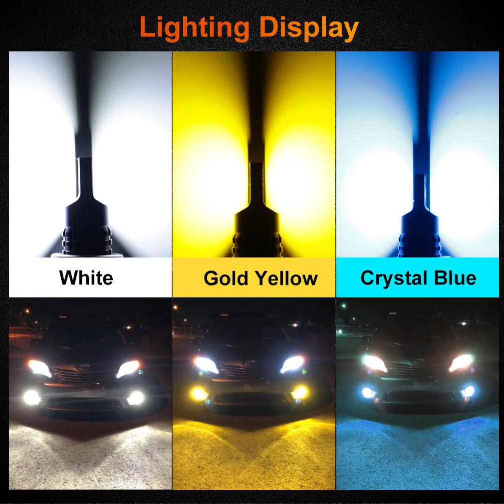 2pcs High Power H11 Led H7 H8 9005 9006 HB4 HB3 Car CSP LED Fog Lights Bulbs DC 12V Auto Fog Lamp Day Running Light 6000K White Yellow Blue