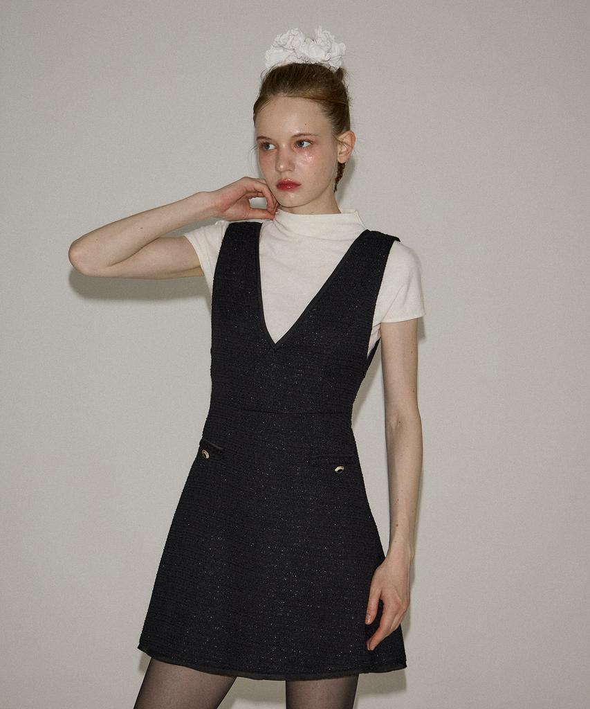 САЛОН ДЕ ЙОН Мини-платье Bella Tweed_ Черный